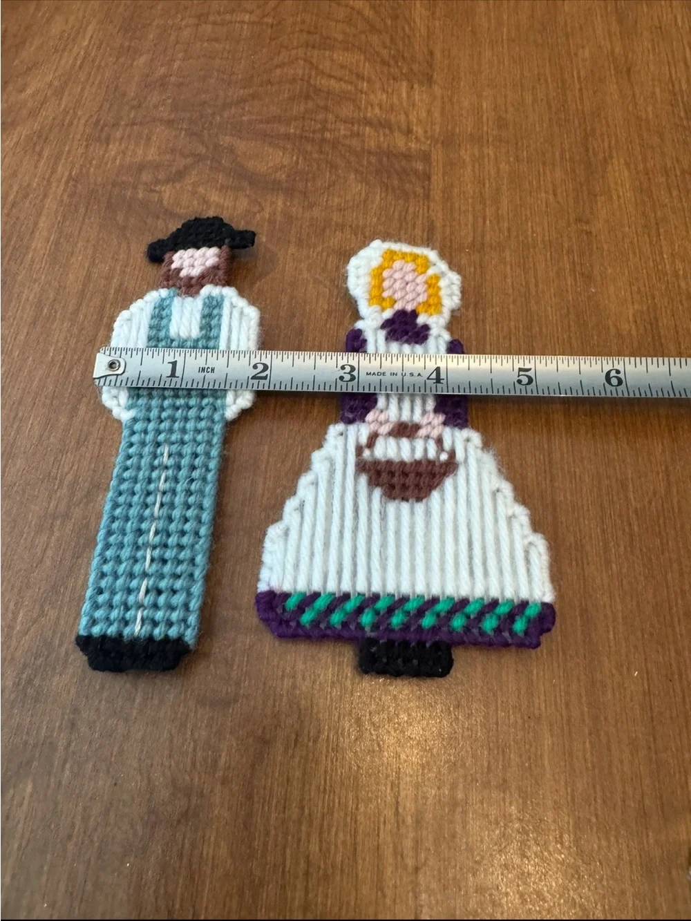 Handmade Folk farmer couple Amish magnet set